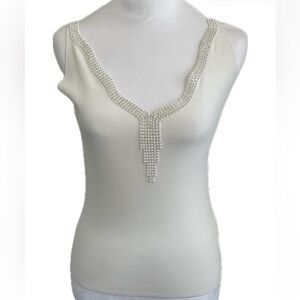 **Bellissima White Elegant Embellished Tank Top